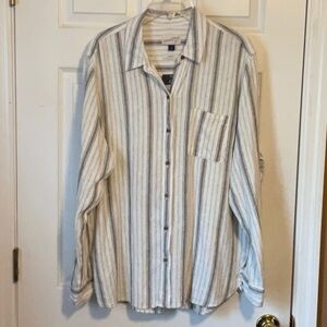 Universal Thread Women’s Linen Blend Long Sleeves Stripes Button Up Shirt Size L